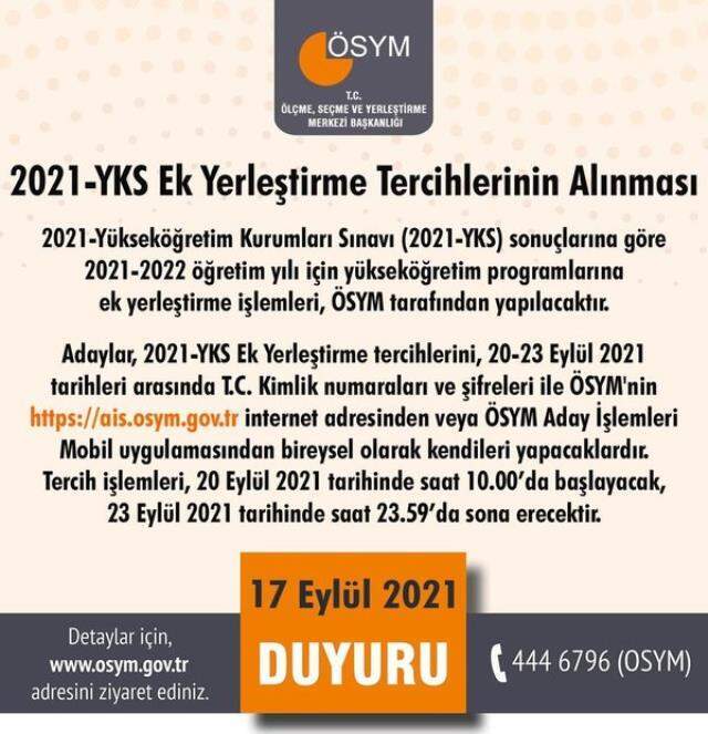Ek tercihler ne zaman? 2021 YKS 140 puan ek tercih tarihleri!