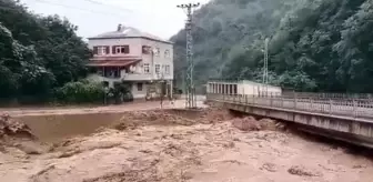 Giresun'da etkili olan yağış, sele neden oldu! Yüreklerin ağza geldiği anlar kamerada