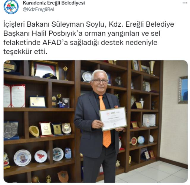 Doğal afetlerdeki yardımlarını unutmadı! Süleyman Soylu'dan CHP'li belediye liderine teşekkür evrakı