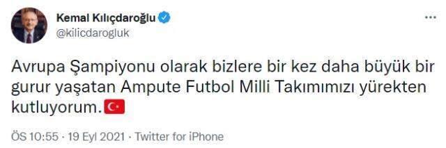 Avrupa şampiyonu Ampute Futbol Milli Takımı'na siyasilerden tebrik mesajı yağıyor