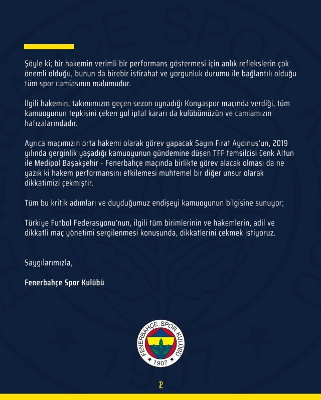 fenerbahce basaksehir macina saatler kala tff ve hakem ali sansalan i uyardi