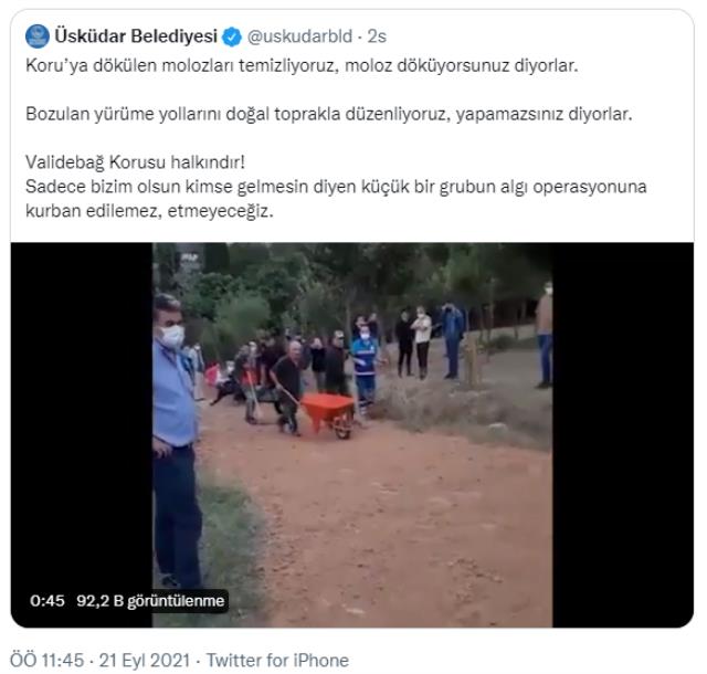 Üsküdar Belediye Lideri Türkmen'den Validebağ Korusu'yla ilgili açıklama: Çalışma, yolun doğal toprakla düzenlenmesidir