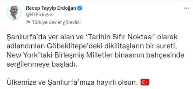 Cumhurbaşkanı Erdoğan, Göbeklitepe'deki dikilitaşın replikasını ziyaret etti
