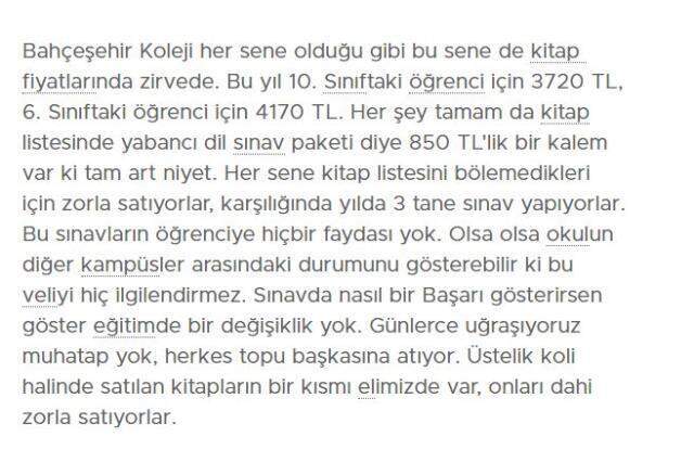 Bahçeşehir Koleji kitap sorunu ve sınav verimsizliği!