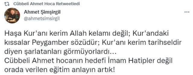 Tartışma yaratan imam hatip kelamları sonrası Cübbeli Ahmet'ten yeni hamle! Profesörün takviye tweet'ini alıntıladı