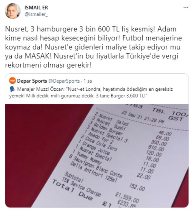 3 آلاف 600 ليرة تركية لثلاثة برجر!  أثارت الأسعار في مطعم نصرت الجديد ردود فعل