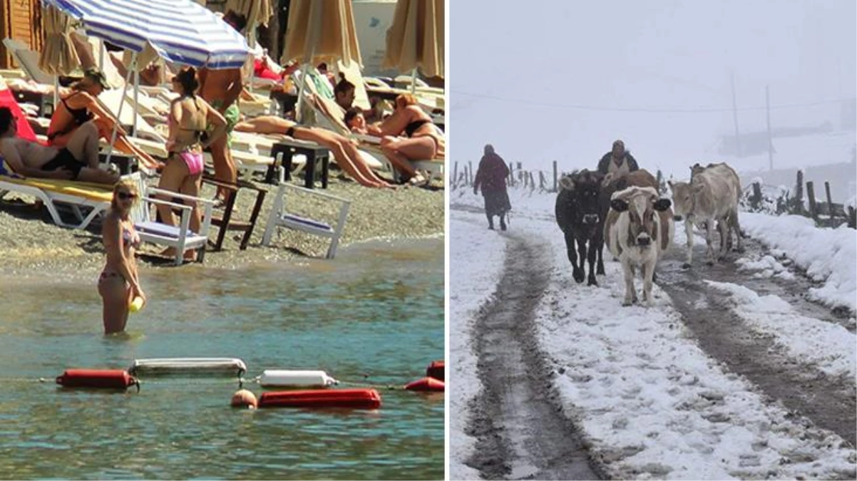 Doğu'da karla mücadele edilirken, Bodrum'da tatilciler denizin keyfini sürdü