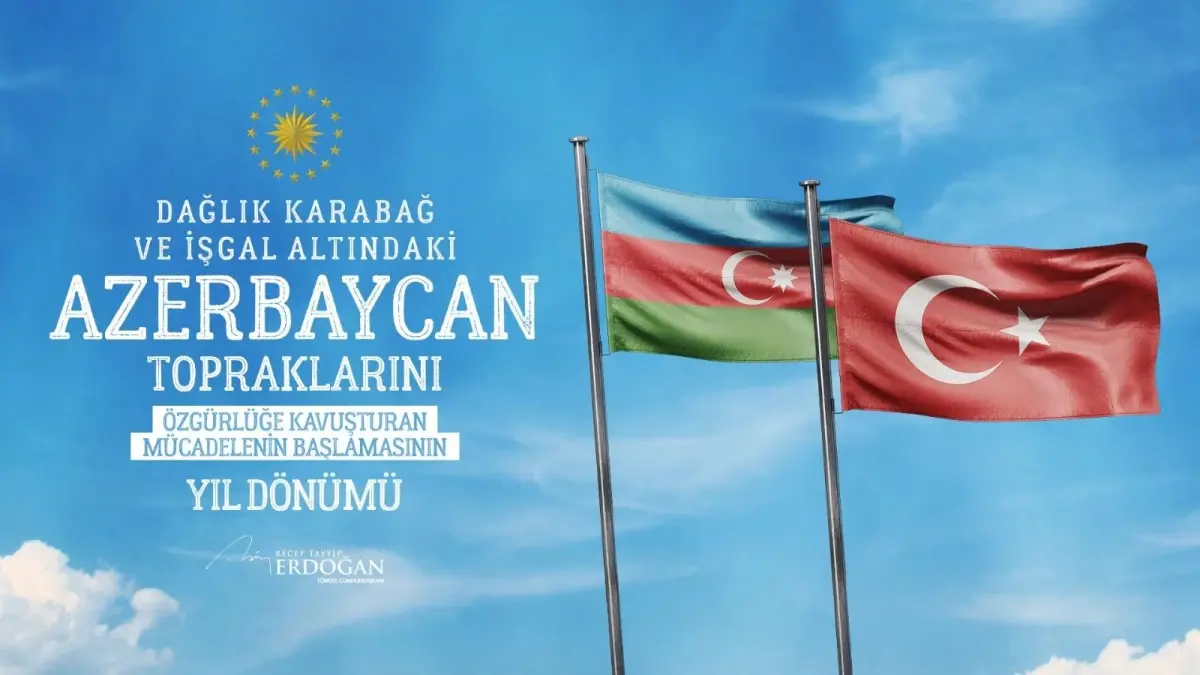 Cumhurbaşkanı Erdoğan, Karabağ'ı ve işgal altındaki Azerbaycan topraklarını özgürlüğüne kavuşturan mücadelenin yıl dönümü dolayısıyla Aliyev'e...