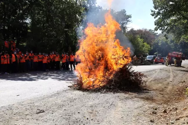 Son dakika... Yangın söndürme gönüllülerinden nefes kesen tatbikat