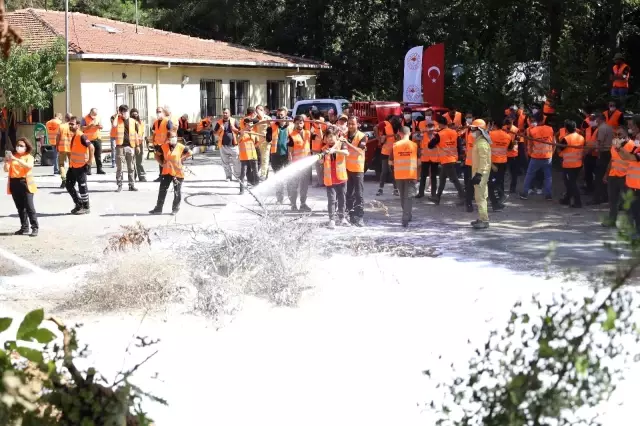 Son dakika... Yangın söndürme gönüllülerinden nefes kesen tatbikat