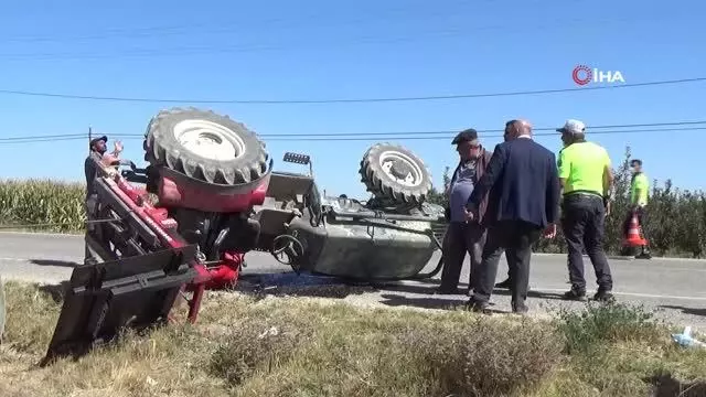 Son dakika haber | Devrilen traktörün sürücüsü kazadan burnu bile kanamadan kurtuldu