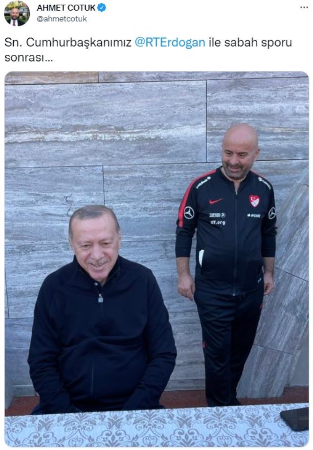 Fizyoterapisti, Cumhurbaşkanı Erdoğan'la sabah sporu yaptığı fotoğrafı paylaştı