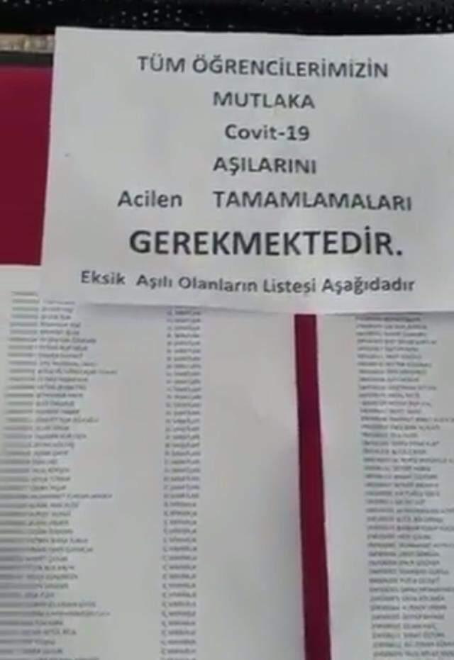 Selçuk Üniversitesi'ni karıştıran ifşa! Aşısız ve eksik aşılı öğrencilerin isimlerini panoya astılar