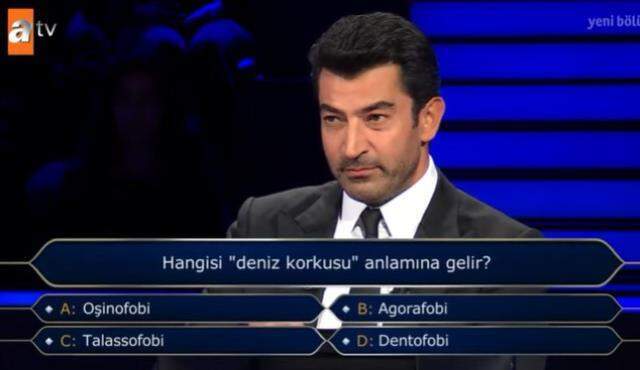 (Hangisi deniz korkusu anlamına gelir) Kim Milyoner Olmak İster 1 Ekim Sorusu Cevabı Nedir? Kim Milyoner Olmak İster 100 Bin TL'lik soru!