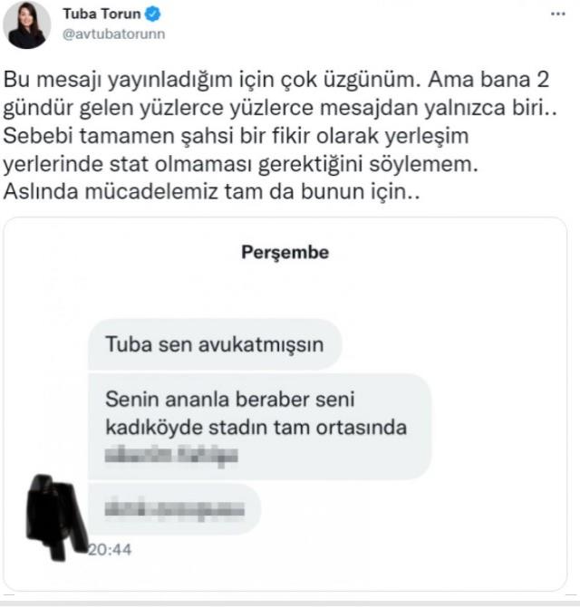 Fenerbahçe Stadı'ndan rahatsız olan CHP'li Tuba Torun'a reaksiyon yağıyor! Ortalık karıştı