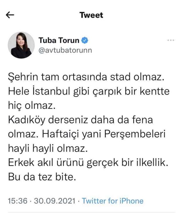 Fenerbahçe Stadı'ndan rahatsız olan CHP'li Tuba Torun'a reaksiyon yağıyor! Ortalık karıştı