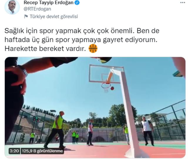 Cumhurbaşkanı Erdoğan basketbol maçı yaptığı anları paylaştı! Bir de iletisi var