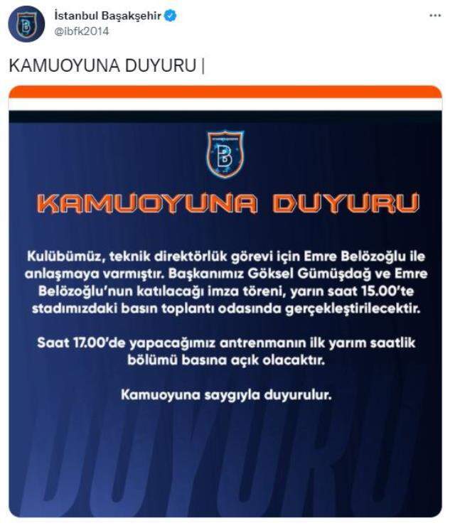 Başakşehir'in teknik direktörü kim? Medipol Başakşehir'in teknik direktörü kim oldu? Emre Belözoğlu Başakşehir'in teknik direktörü mü? Başakşehir'in teknik direktörü kim? Medipol Başakşehir'in teknik direktörü kim oldu? Emre Belözoğlu Başakşehir'in teknik direktörü mü?