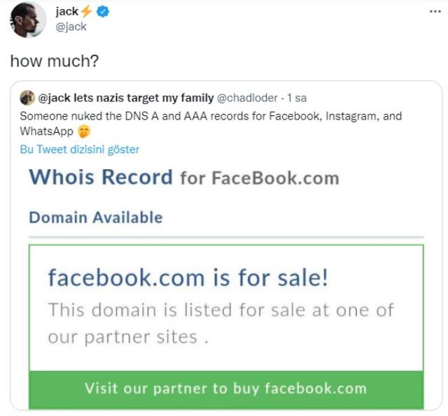 Facebook domaini ele geçirildi iddiası! Twitter kurucusu Jack Dorsey, alan adının fiyatını sordu