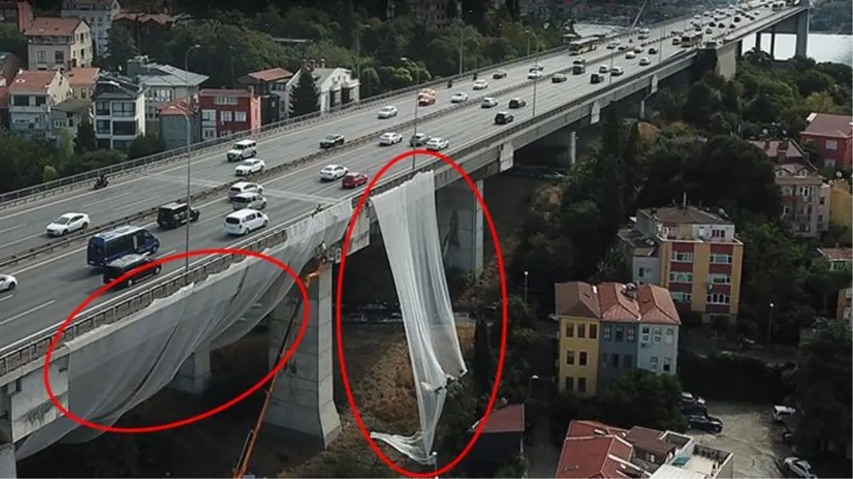 Vatandaşın isyanı yetkilileri harekete geçirdi! 15 Temmuz Şehitler Köprüsü'nden düşen parçalara fileli önlem