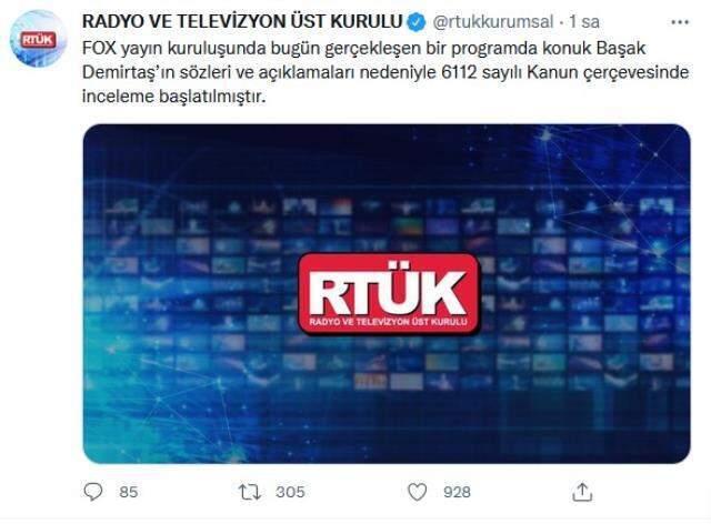 RTÜK'ten Fox TV'ye Başak Demirtaş incelemesi