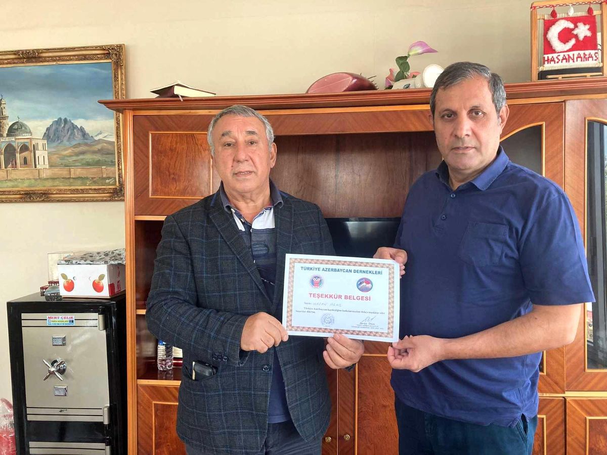 Ünsal'dan Aras'a teşekkür belgesi