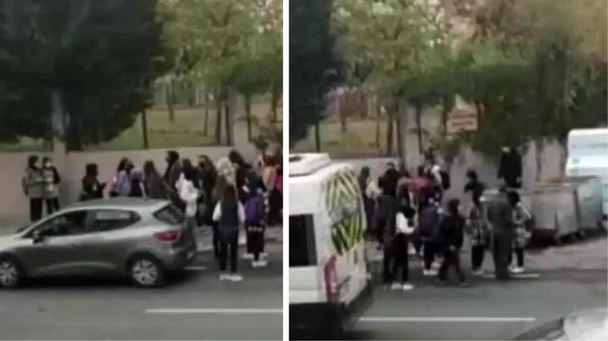 Okul çıkışı kızlar birbirine girdi, o anlar cep telefonu kamerasına yansıdı