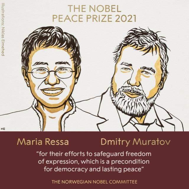 Son Dakika! Nobel Barış Ödülü'nü bu yıl Filipinli gazeteci Maria Ressa ve Rus gazeteci Dmitry Muratov aldı Son Dakika! Nobel Barış Ödülü'nü bu yıl Filipinli gazeteci Maria Ressa ve Rus gazeteci Dmitry Muratov aldı
