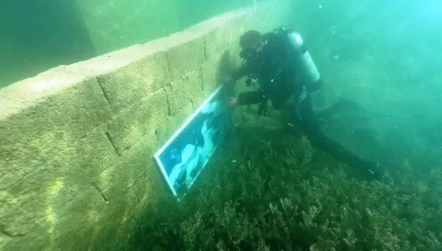 Su altı dalışçıları Halfeti'de batık şehri fotoğrafladı