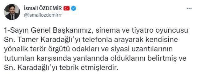 Nihal Yalçın'ın konuşması sırasında yaptığı mimiklerle reaksiyon çeken Tamer Karadağlı'ya Bahçeli'den takviye