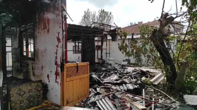 Oksijen makinesinin çıkardığı yangın barakayı küle çevirdi