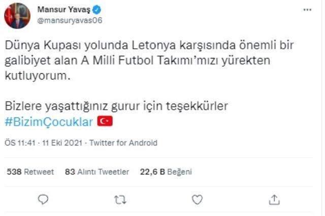 Mansur Yavaş, heyecanının azizliğine uğradı! A Ulusal Ekip paylaşımı toplumsal medyayı salladı