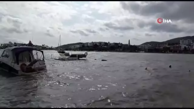 Olumsuz hava koşulları nedeniyle batan tekne kurtarılamadı