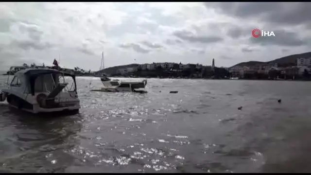 Olumsuz hava koşulları nedeniyle batan tekne kurtarılamadı