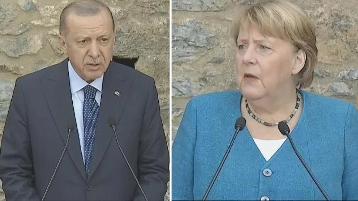 Cumhurbaşkanı Erdoğan veda ziyaretine gelen Merkel'e övgüler yağdırdı! Konuşmasını Almanca bitirdi