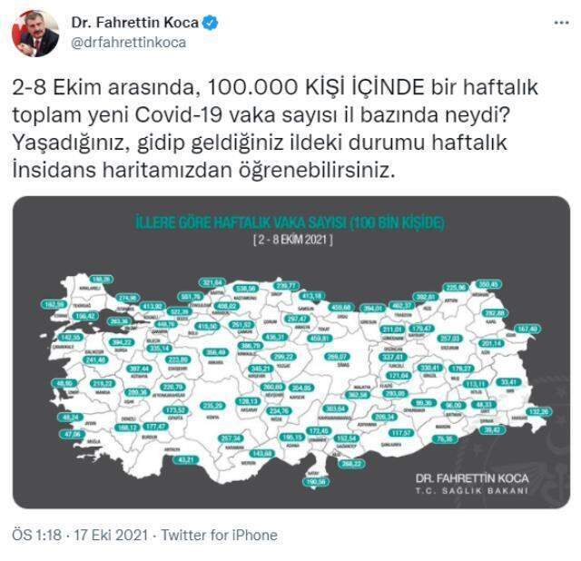 Vaka sayısı en çok artan iller hangileri? Hangi illerde vaka sayısı daha hızlı yükseliyor? Bakan Koca açıkladı!