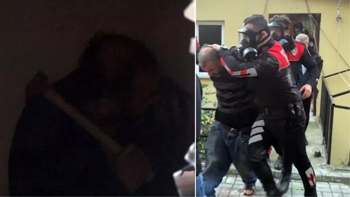 İstanbul'un göbeğinde hareketli dakikalar! Eline keser alıp kendisini evine kilitledi, ekipler kalkanla müdahale etti