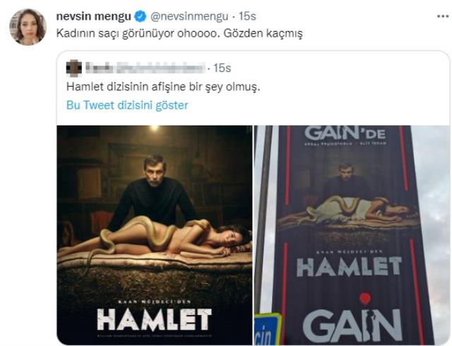 Hamlet dizisinin afişine sansür! Çıplak poz veren Elit İşcan'ın sokak afişlerinde üstüne örtü eklendi