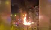 5 katlı bina alev alev yanarak küle döndü: Yanan evini gözyaşları içerisinde izledi