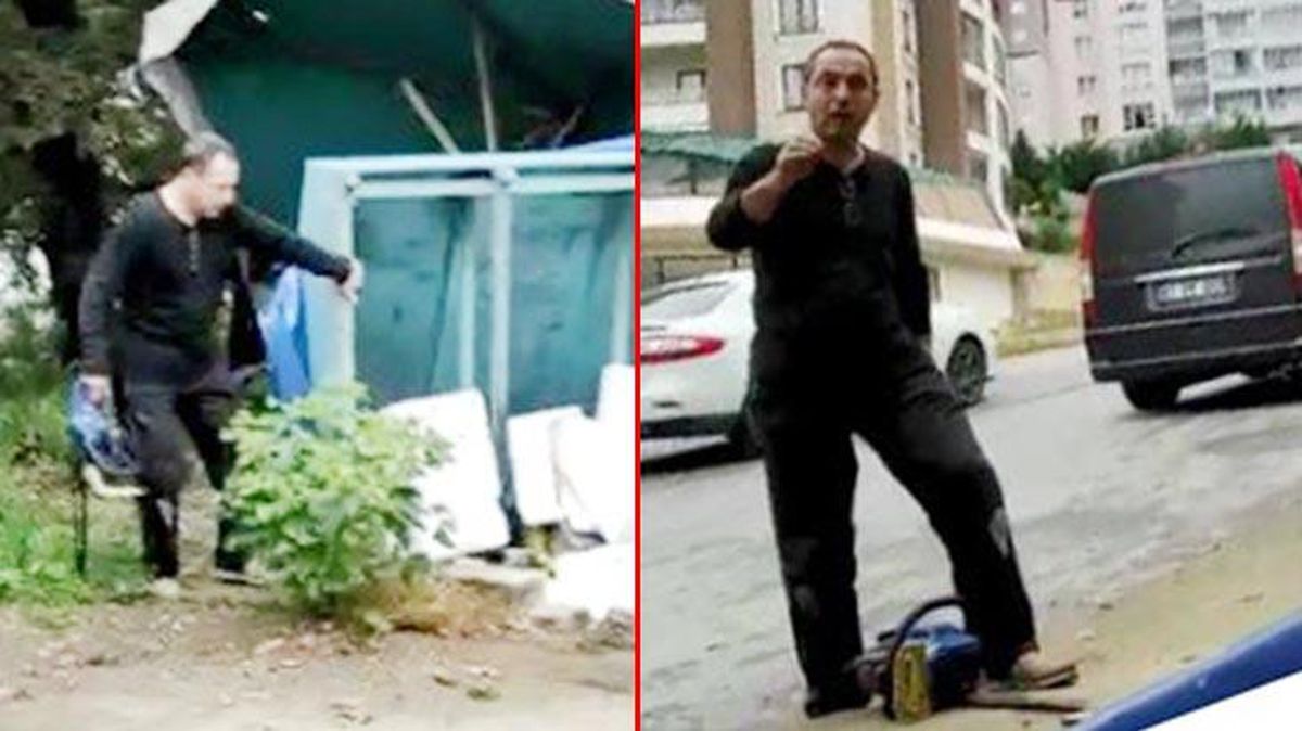 Evinin önünde hamsi satmasını istemeyen yeğeninin tezgahına, motorlu testereyle saldırdı