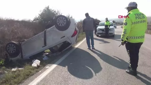 MALKARA'DA TAKLA ATAN OTOMOBİLDE 3 KİŞİ YARALANDI