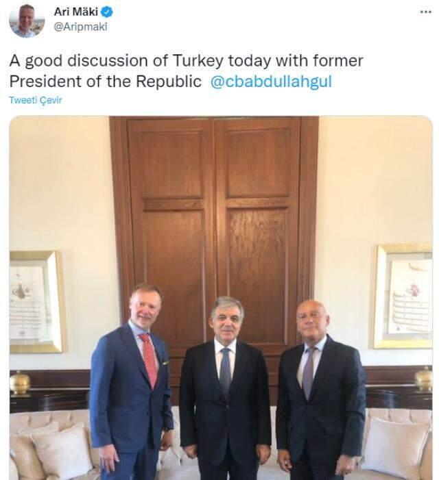Abdullah Gül, Erdoğan'ın tepki gösterdiği Finlandiya büyükelçisiyle bir araya geldi Abdullah Gül, Erdoğan'ın tepki gösterdiği Finlandiya büyükelçisiyle bir araya geldi