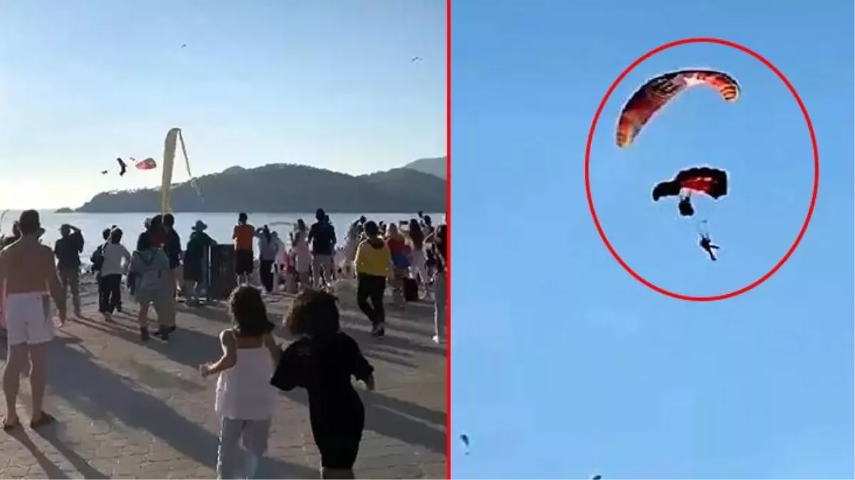 Havada çarpışan 3 yamaç paraşütü pilotu denize düştü, o anlar kamerada