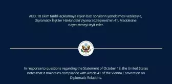 Kanada: Büyükelçilikler, Viyana Sözleşmesi'nin 41'inci maddesine dikkat çekerek geri adım attı Kanada: Büyükelçilikler, Viyana Sözleşmesi'nin 41'inci maddesine dikkat çekerek geri adım attı