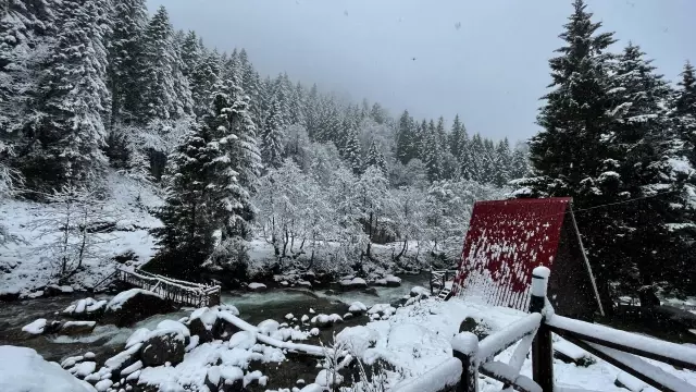 Ayder'de kar yağışı