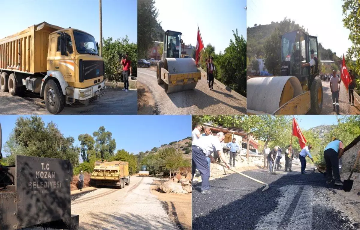 Başkan Özgan iş makinesine binip kendi asfaltladı