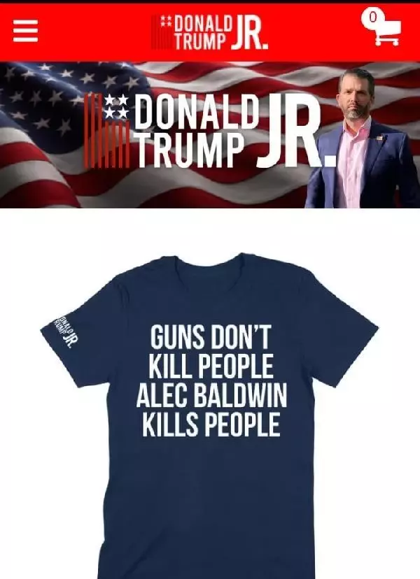 Donald Trump'ın oğlu, Baldwin'in olayıyla ilgili tişörtleri satmaya başladı