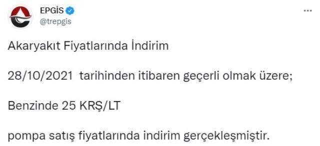 Son Dakika: Akaryakıta 25 kuruş indirim! Bu gece yarısından itibaren geçerli olacak