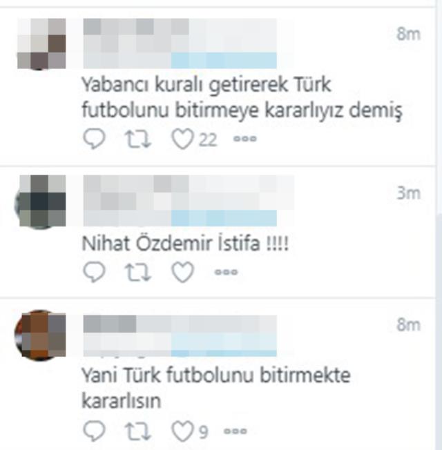 "Yabancı sayısını düşüreceğiz" diyen Nihat Özdemir'e reaksiyon yağıyor! Futbolseverlerin sabrı taştı