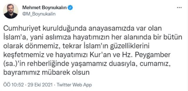 Mehmet Boynukalın, Cumhuriyet Bayramı paylaşımıyla tekrar isminden kelam ettirdi